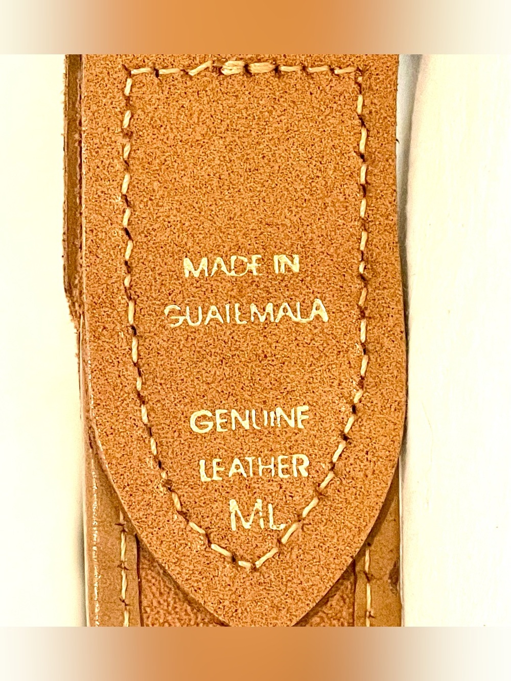 Guatemalan Handwoven Multicolor Woven Belt with Tan Leather Trim M/L - Picture 3 of 6